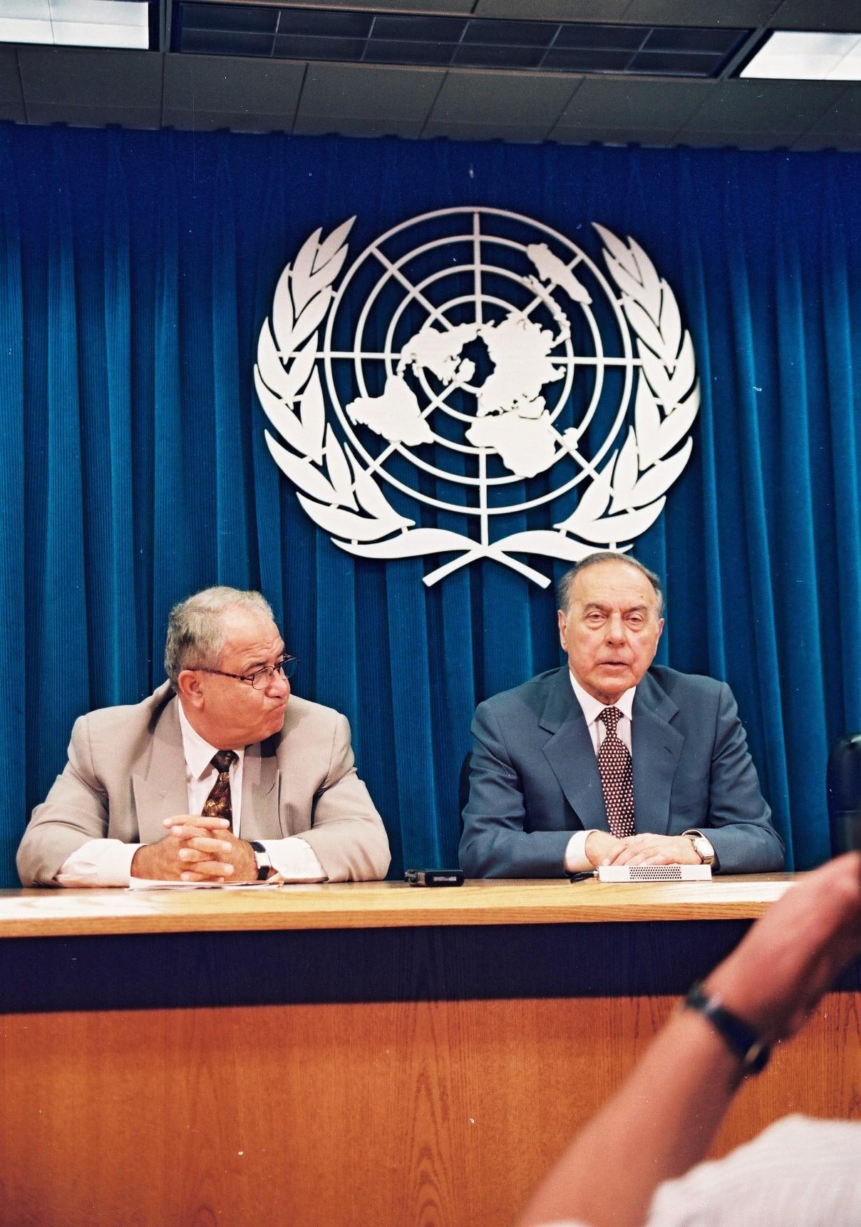 Statement of Heydar Aliyev, President of the Republic of Azerbaijan at the press conference with ‎foreign correspondents accredited at the United Nations - July 28, 1997‎